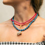 Blue And Red Bead And Sea Charms Necklace Set Of Three, thumbnail 1 of 5