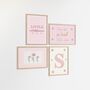 Girls Floral Personalised Whimiscal Wall Art Set Of Four, thumbnail 1 of 5