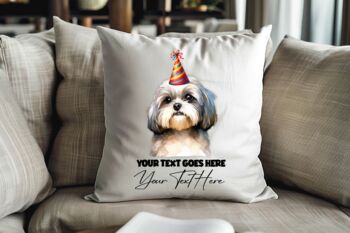 Personalised Shih Tzu Birthday Congratulations Party Cushion, 2 of 2