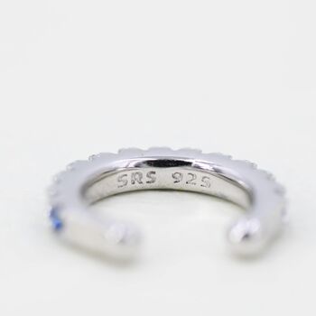 Sterling Silver Minimalist Sapphire Blue Cz Ear Cuff, 3 of 9