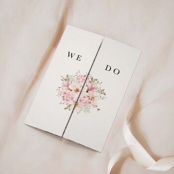 Cherry Blossom Wreath Gatefold Wedding Invitation, 2 of 5