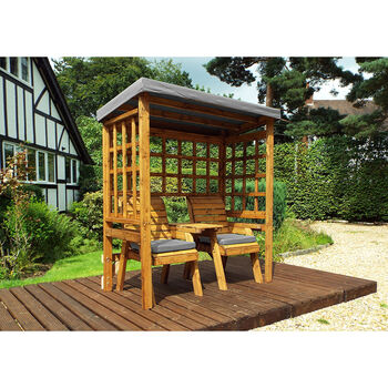 Henley Garden Two Seat Arbour Arch Seat With Side Table, 2 of 10