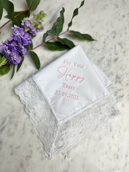 For Your Happy Tears Lace Wedding Handkerchief, 3 of 5