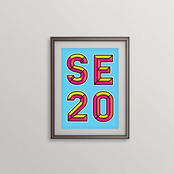 Se20 Neon London Postcode Typography Print, 4 of 4