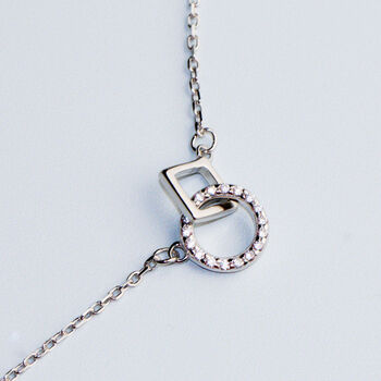 Sterling Silver Interlocking Geometric Shapes Pendant Necklace, 3 of 5