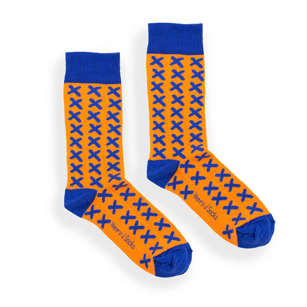 Children Orange And Blue X Socks, 1 of 2