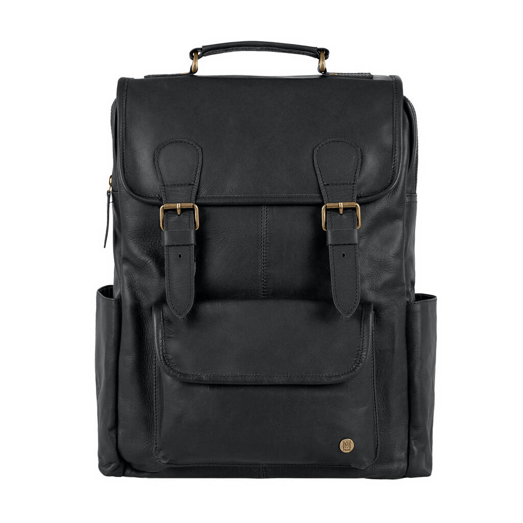 15 Inch Laptop Backpack In Black Leather By Mahi Leather | 0