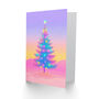 Dreamy Night Sky Colourful Tree Xmas Christmas Card, thumbnail 2 of 4