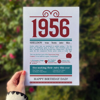 Personalised 70th Birthday Gift Print Life In 1956, 9 of 9