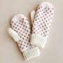White And Pink Knitted Bobble Hat And Mittens Set, thumbnail 6 of 8