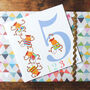 Five Monkeys 5th Birthday Card, thumbnail 1 of 4