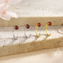 Genuine Garnet Huggie Hoop Earrings In Sterling Silver, thumbnail 6 of 12