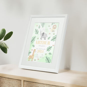 Personalised On The Day You Were Born Safari Framed Print, 8 of 10