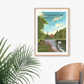 Walthamstow Wetlands Travel Poster Art Print, 4 of 8