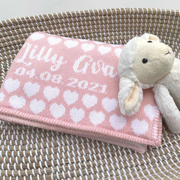 Personalised Knitted Heart Baby Blanket, 5 of 11