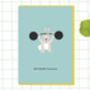 Gym Bunny Happy Birthday Card, thumbnail 1 of 7