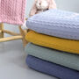 Personalised Knitted Grey Blue Baby Blanket, thumbnail 3 of 11