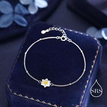 Sterling Silver Delicate Daffodil Bracelet, 6 of 11