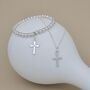 925 Silver Communion Cross Necklace And Bracelet Set, thumbnail 1 of 4