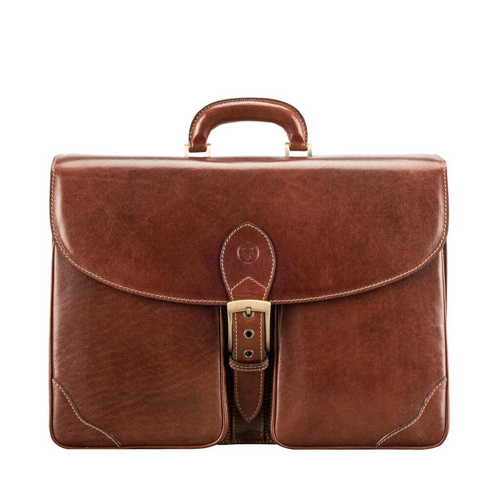 Personalised Large Leather Briefcase 'tomacelli3' By Maxwell Scott Bags