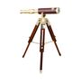 Custom Brass And Brown Leather Telescope With Wooden Tripod, thumbnail 1 of 6