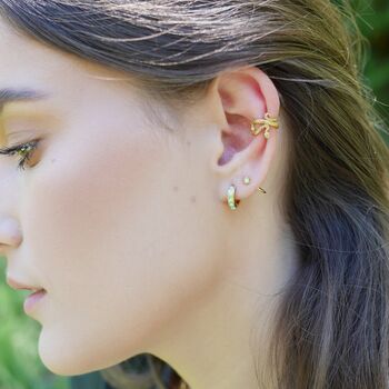 Snake Small Single Ear Cuff With Green Eyes, 3 of 7