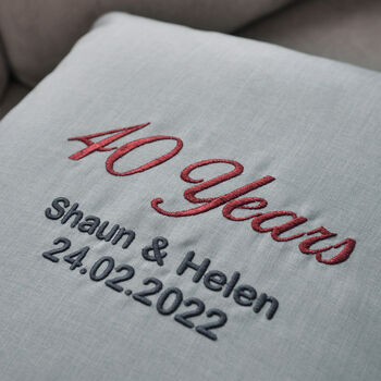 Personalised Ruby Anniversary Embroidered Cushion, 6 of 8