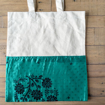 Colourful Half Sari Cotton Tote Bags, Fair Trade Shopping Bag Handmade In India, 7 of 12