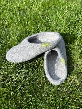 Light Grey 100% Wool Indoor Slippers Made In Nepal, 2 of 7