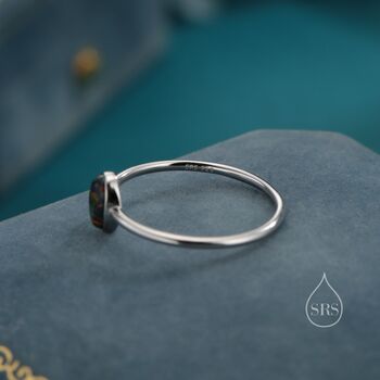 Sterling Silver Delicate Black Onyx Oval Ring, 7 of 12
