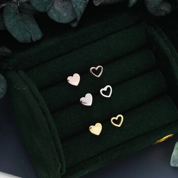 Mismatched Heart Small Stud Earrings Sterling Silver, 8 of 12