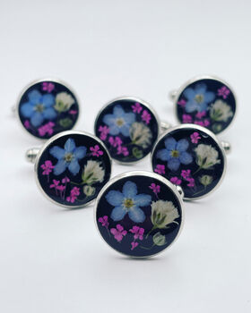 Cufflinks Real Forget Me Not Handmade 16mm, 4 of 10