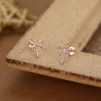 Palm Tree 16 G Flat Back Earrings In Sterling Silver, 2 of 11