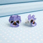 Pansy Stud Or Clip On Earrings In A Choice Of Colours, thumbnail 3 of 5