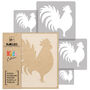 Reusable Plastic Stencils Five Pcs Rooster With Brushes, thumbnail 2 of 5