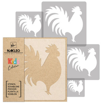 Reusable Plastic Stencils Five Pcs Rooster With Brushes, 2 of 5