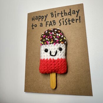 Personalised Fab Lolly Crochet Birthday Card Handmade, 10 of 10