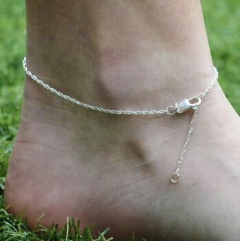 Sterling Silver Cord Chain Adjustable Anklet, 4 of 6