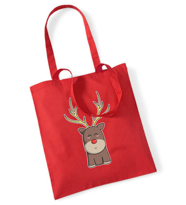 Cute Reindeer Christmas Cotton Tote Bag By Flaming Imp ...