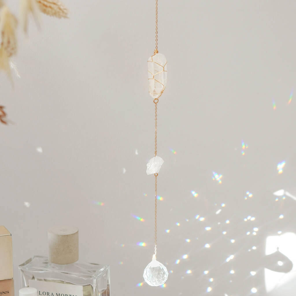 Crystal Quartz Wrapped Suncatcher 30cm By Xander Kostroma