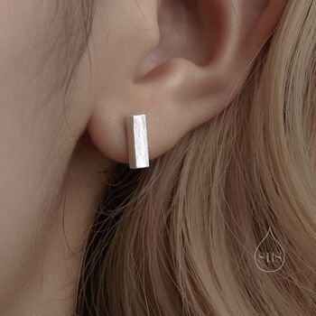 Sterling Silver Chunky Geometric Bar Stud Earrings, 6 of 11