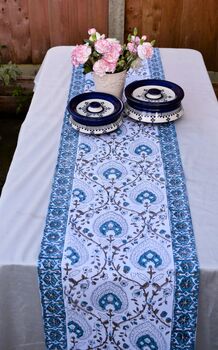 Janak Blue Floral Table Runner, 2 of 3