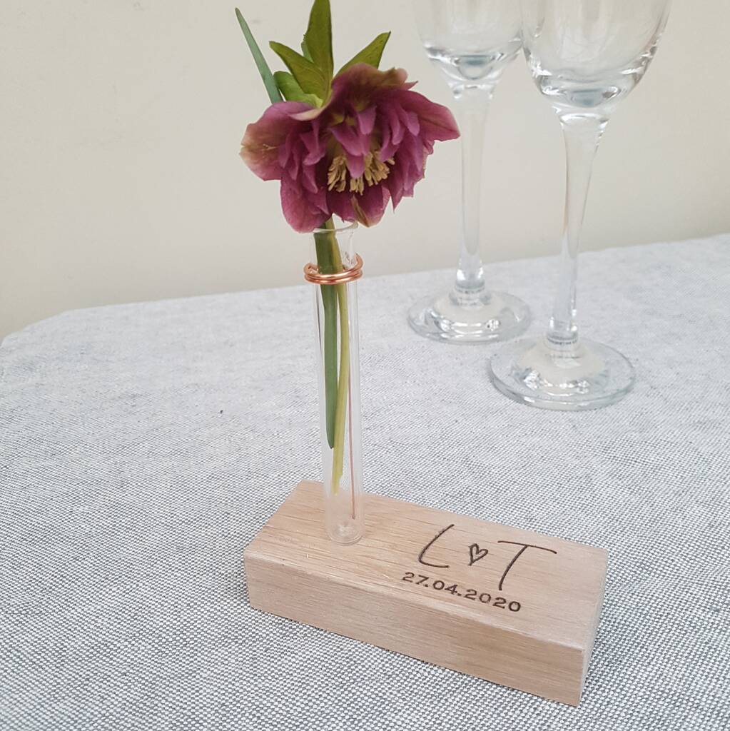 Little Personalised Engraved Bud Vase By Winning Works