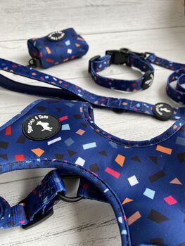 Navy Confetti Print Dog Harness, 9 of 12