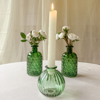 Forest Green Textured Glass Bottle Vase 13cm, 4 of 4