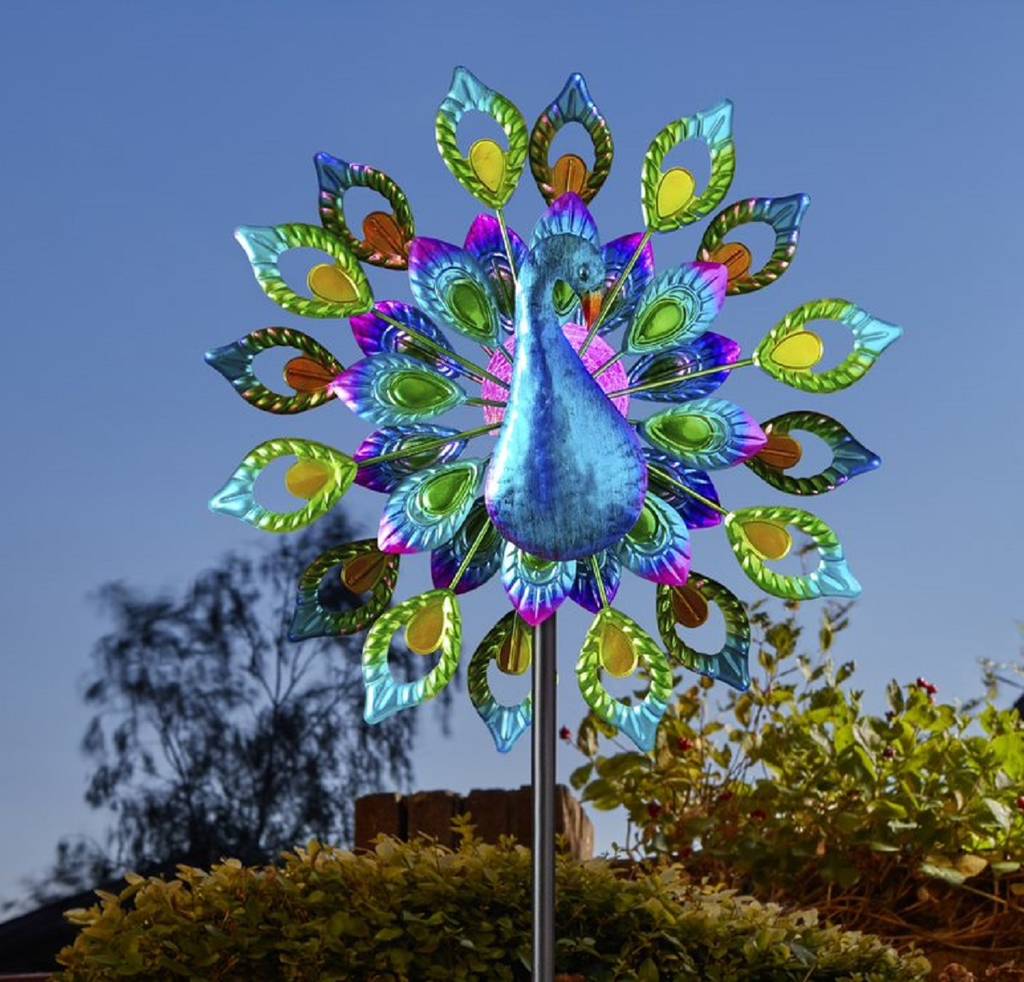 Peacock Wind Spinner Solar Light By Garden Selections