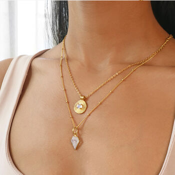 Sun Goddess Moonstone Gold Plated Pendant Necklace, 7 of 9
