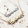 Feminist Script Necklace In Stainless Steel With Adjustable Chain, thumbnail 2 of 4