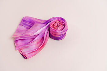 100% Mulberry Silk Scarf, Pink And Purple, 4 of 6