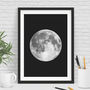 Full Moon Art Print In Black And White, thumbnail 1 of 2